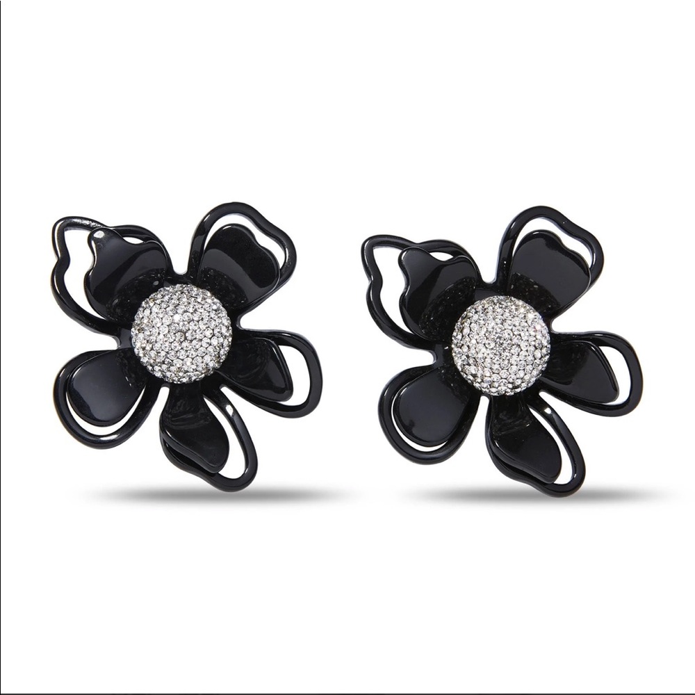 LELE SADOUGHI Jet Azalea Crystal Statement Pierced Earrings, Black